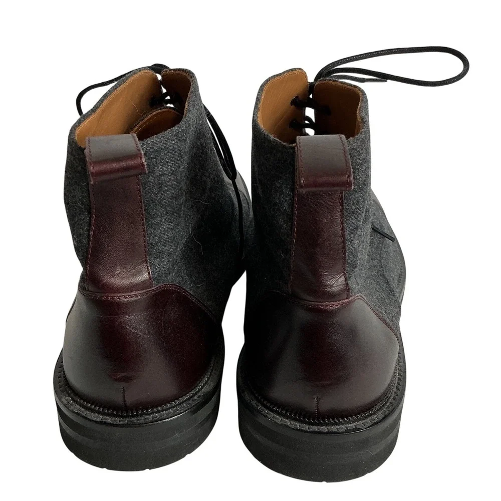 TAFT Jack EU 46 US 12 - 13 Gray Oxblood Cap Toe Handmade Boots Quiet Luxury